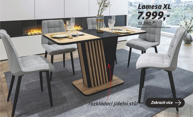 LAMESA XL jídelní stůl, rozkládací, dub artisan/černá