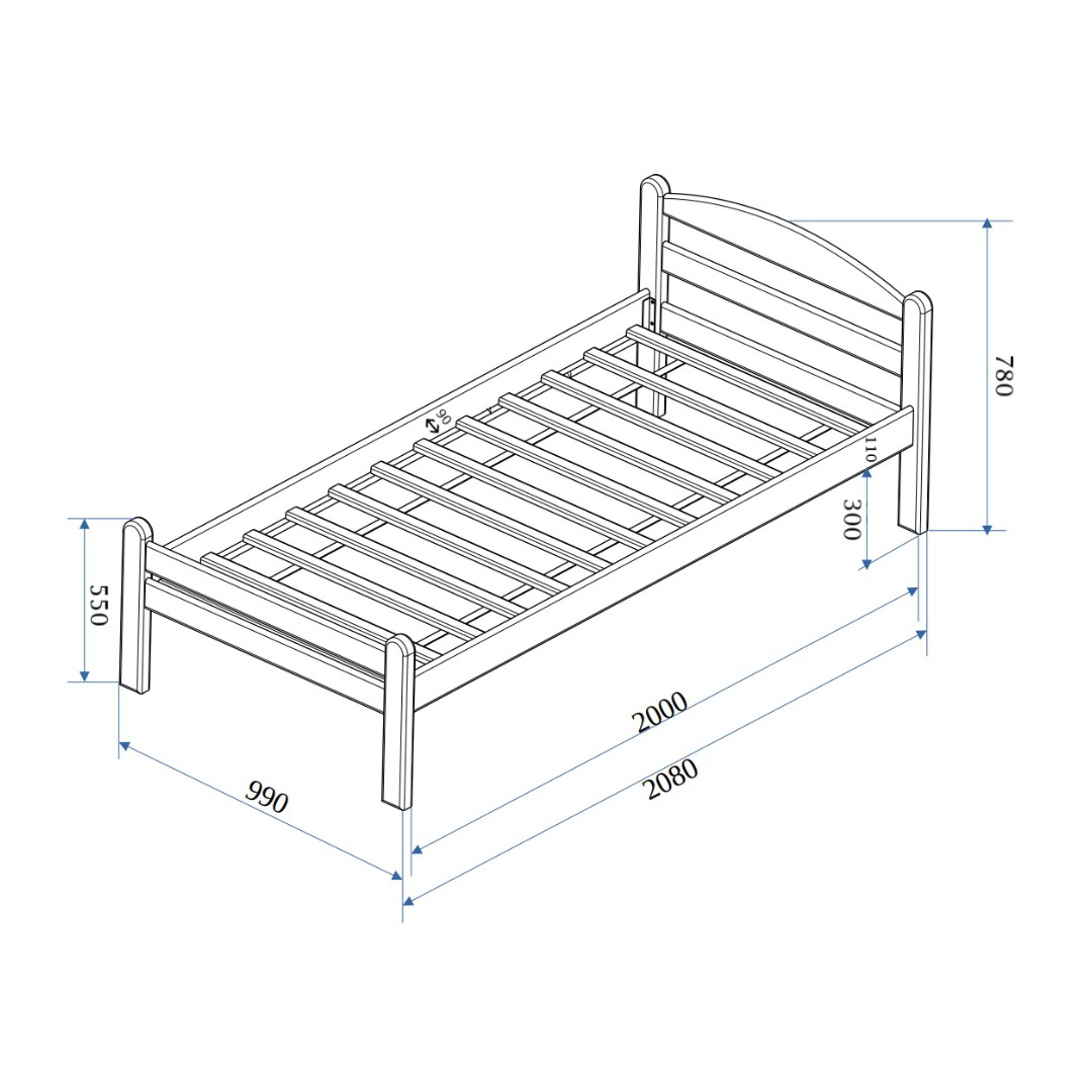 PANDURA postel 90 cm, masiv, buk