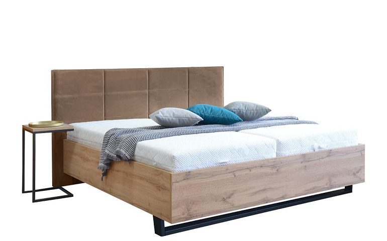 EDISON LINE postel 180 + bez matrace, dub pobřežný/černá