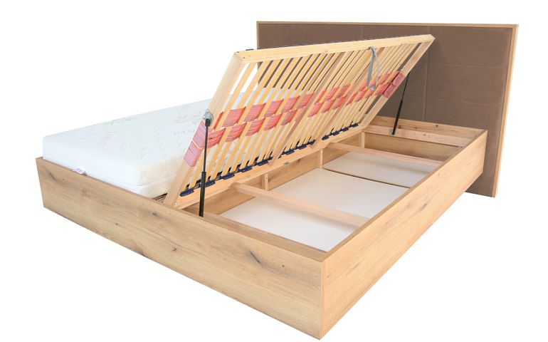 EDISON LINE postel 180 + bez matrace, dub pobřežný/černá