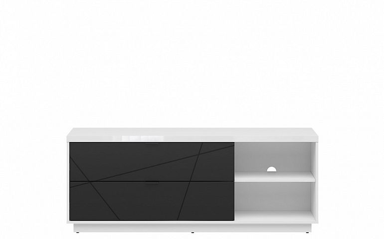 FORN televizní stolek RTV2S, bílý lesk/černý mat