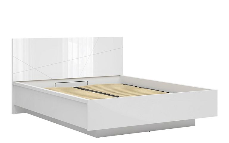 FORN postel LOZ/160/B + rošt, bílý lesk