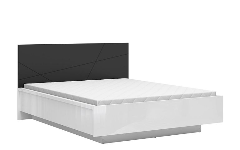FORN postel LOZ/160/B + rošt, bílý lesk/černý mat