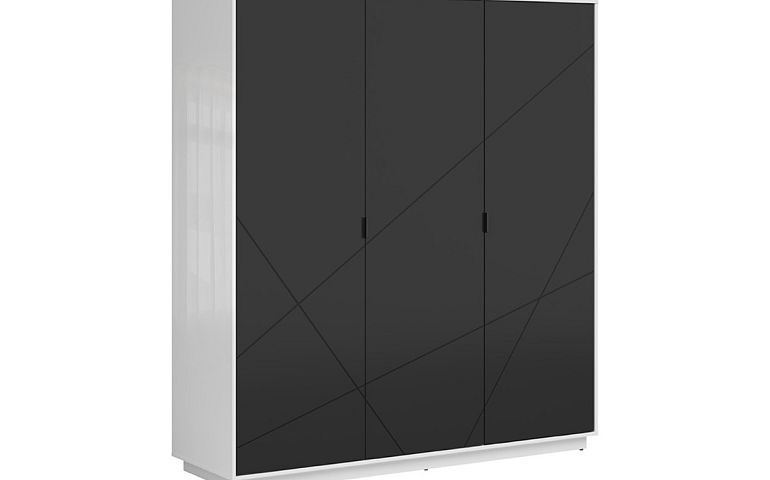 FORN šatní skříň SZF3D, bílý lesk/černý mat