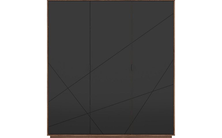 FORN šatní skříň SZF3D, dub delano tmavý/černý mat