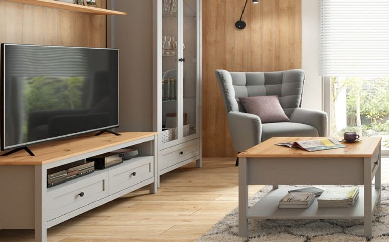 SALGA televizní stolek RTV2S, šedá arktisgrau/dub artisan