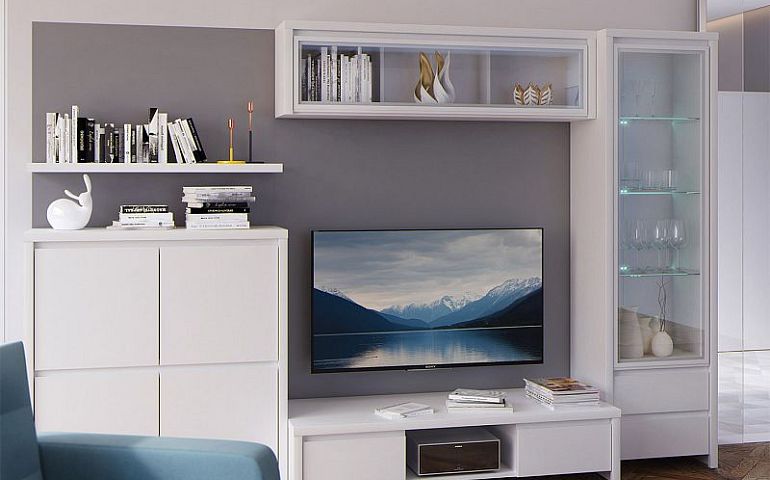 Kaspian Televizní stolek RTV2S, bílá/bílá matná