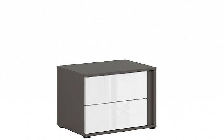 Graphic II Noční stolek KOM2SL/C šedý wolfram/bílý vysoký lesk