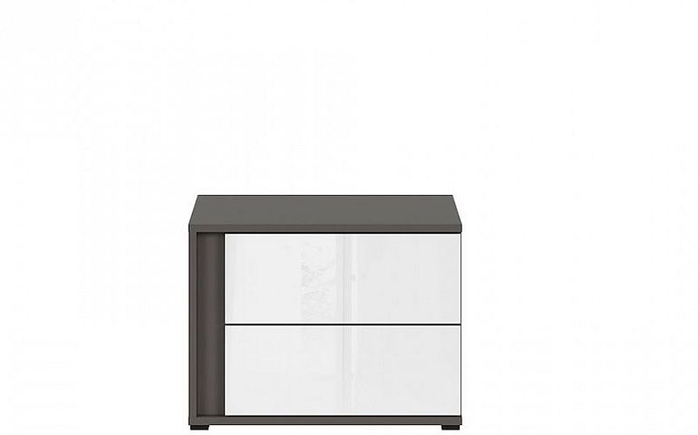 Graphic II Noční stolek KOM2SP/C šedý wolfram/bílý vysoký lesk