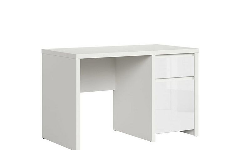 Kaspian psací stůl BIU1D1S/120, bílá/bílý lesk