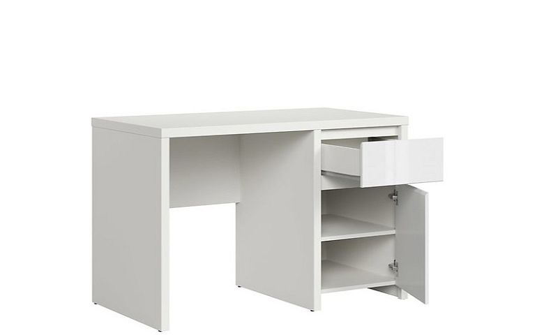 Kaspian psací stůl BIU1D1S/120, bílá/bílý lesk