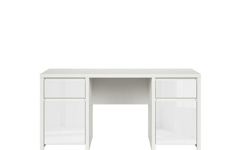 Kaspian psací stůl BIU2D2S/160, bílá/bílý lesk