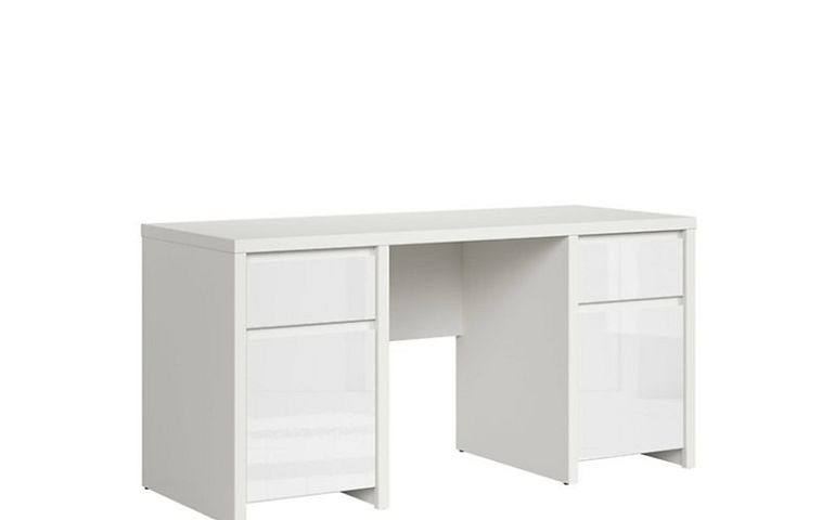 Kaspian psací stůl BIU2D2S/160, bílá/bílý lesk
