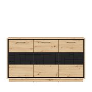 PONT komoda KOM3D, dub artisan/černý mat