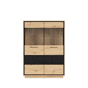 PONT vitrína REG2W, dub artisan/černý mat