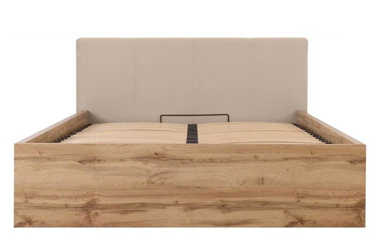 TETRIX postel s čalouněným čelem LOZ/140/B/T, dub wotan/béžová