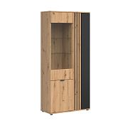 VABRES vitrína REG2D1W/90, dub artisan/černá