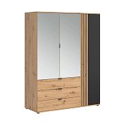 VABRES šatní skříň SZF1D2M3S, dub artisan/černá
