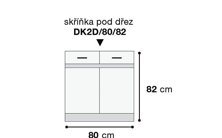 Junona skříňka dřezová DK2D/80/82, bílá/bílý lesk