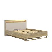 DALVA postel 160 cm + rošt a LED osvětlení, dub mauvella/kashmir