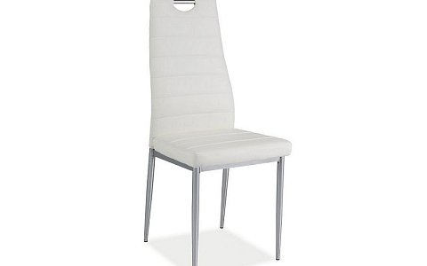 Jídelní židle, H-260, ecokůže bílá/chrom