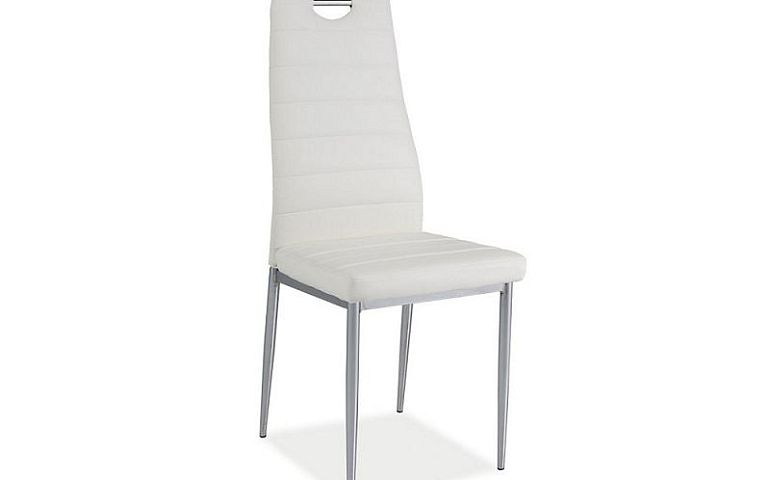 Jídelní židle, H-260, ecokůže bílá/chrom