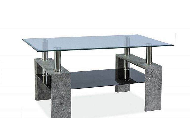 Lisa II Konferenční stolek, Nohy šedý kámen/sklo čiré tvrzené