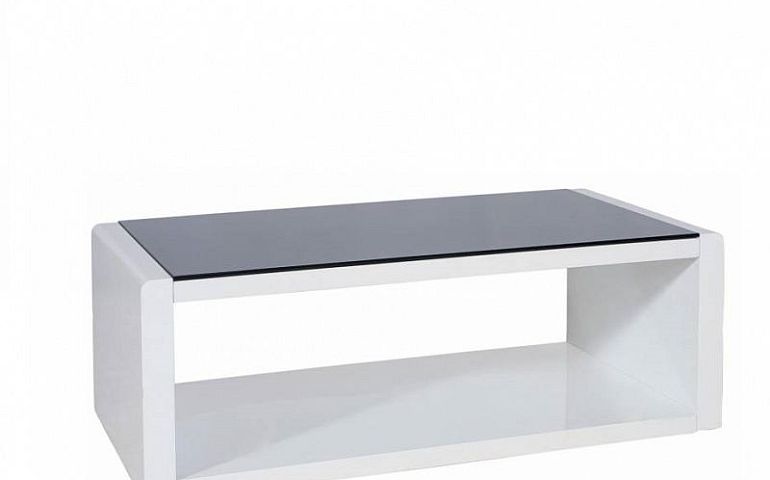 Mery Konferenční stolek, bílá MDF/černé sklo