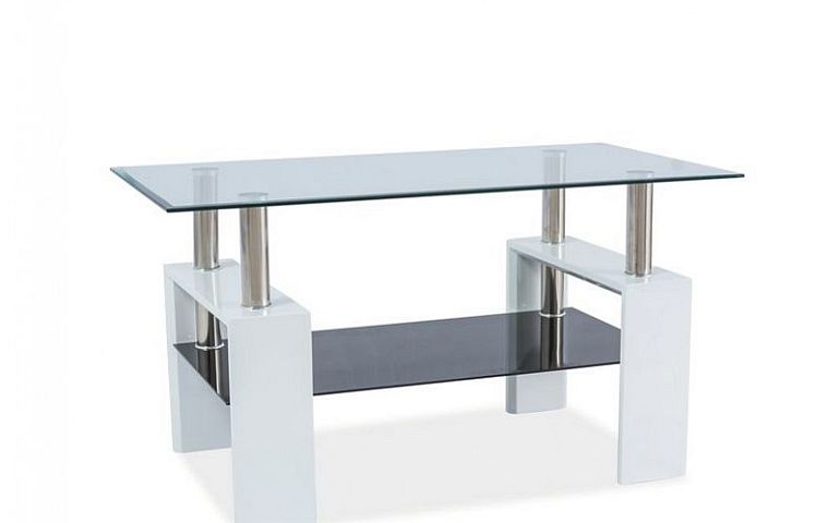 Lisa III Konferenční stolek, bílý lesk/sklo
