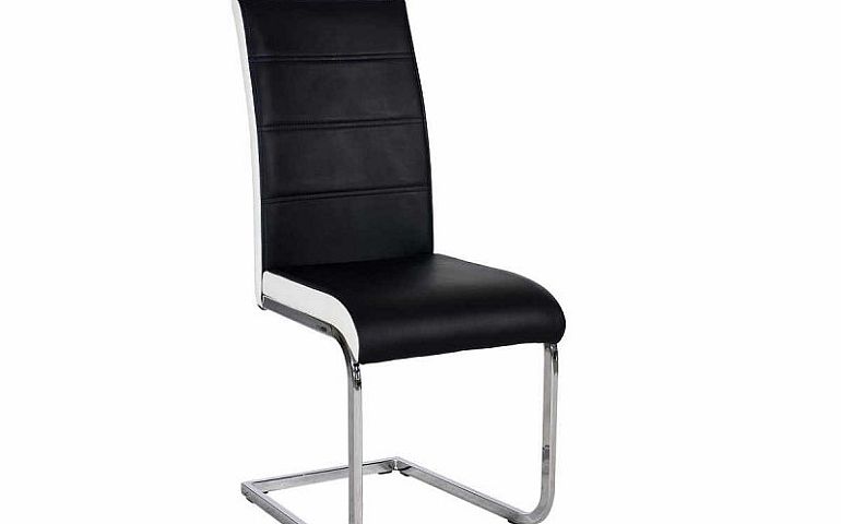 Jídelní židle, H441, ekokůže černá/lem bílá