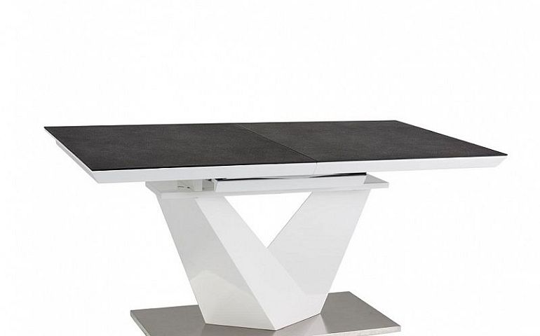 Alaras II Jídelní stůl 140, bílý lesk/černá