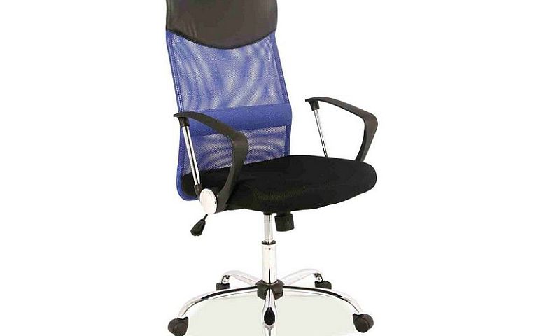 Q-025 Kancelářská židle, modrá/černá ekokůže