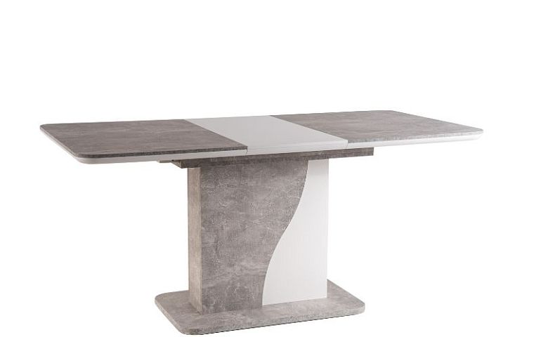 SYRIUS rozkládací jídelní stůl, beton/bílá mat