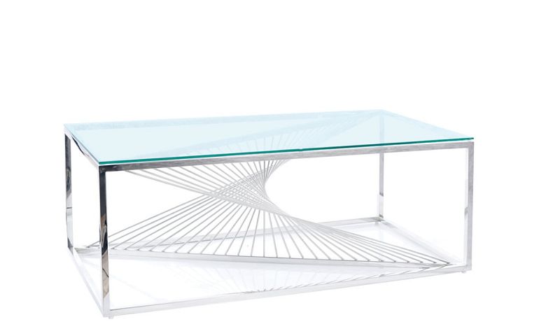 FLAME A - konferenční stolek, nerez stříbrný/tvrzené sklo