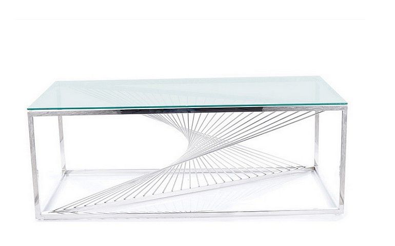 FLAME A - konferenční stolek, nerez stříbrný/tvrzené sklo