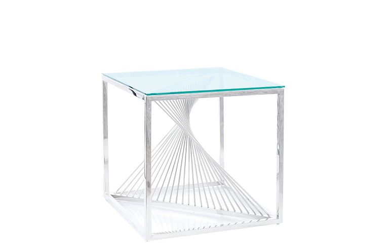 FLAME B - konferenční stolek, nerez stříbrný/tvrzené sklo