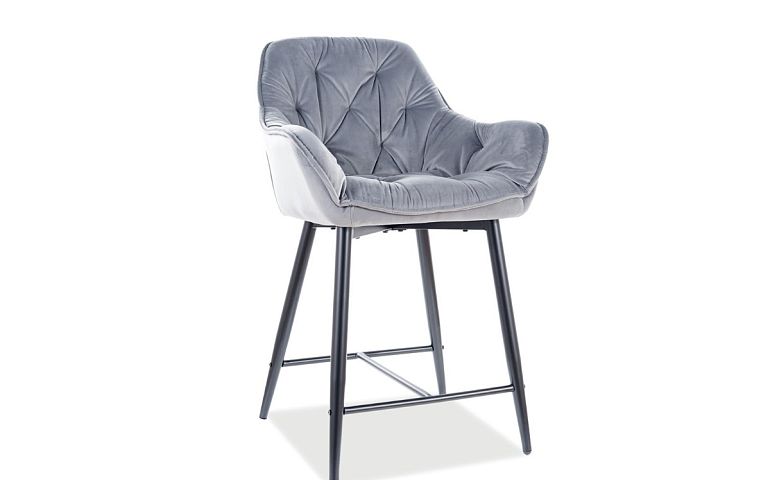 CHERRY H2 VELVET barová židle, šedá/černá