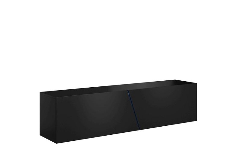 SIMENA televizní stolek, černá/černá lesk + LED