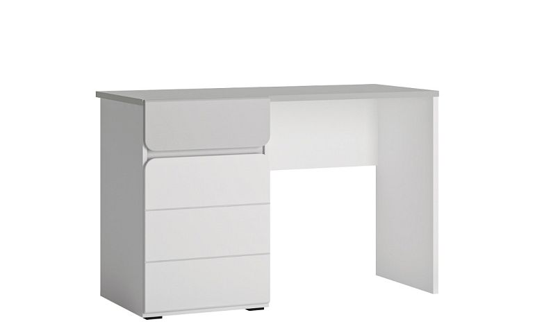 FULIA B01 psací stůl, bílá alpská/světle šedá/šedá lesk