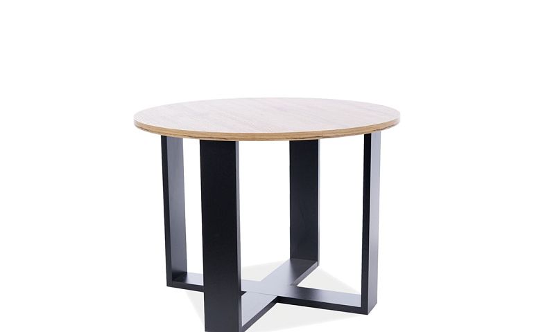 EGO konferenční stolek kulatý, dub wotan/černá