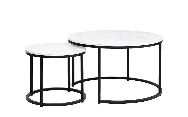 TRENDY DIEGO konferenční stolek, 2ks, bílá/černá