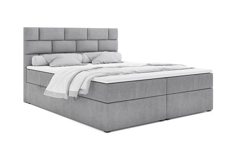 SYLVIA čalouněná postel 180 + topper, výška lehu 60 cm, světle šedá
