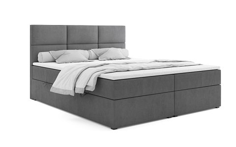 ANASTÁZIE čalouněná postel 180 + topper, výška lehu 65 cm, šedá