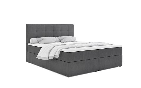 ALOE čalouněná postel 180 + topper, výška lehu 60 cm, šedá