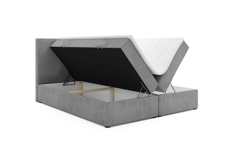 MELVA čalouněná postel 180 + topper, výška lehu 65 cm, světle šedá