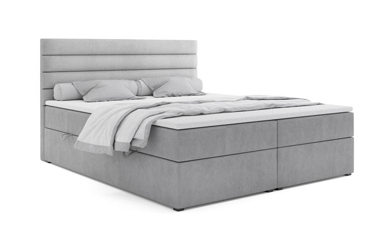 MONTEROSA čalouněná postel 180 + topper, světle šedá