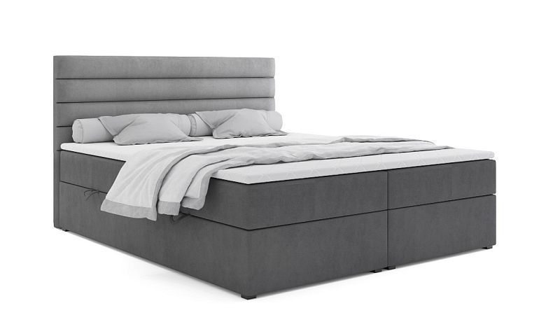 MONTEROSA čalouněná postel 180 + topper, šedá