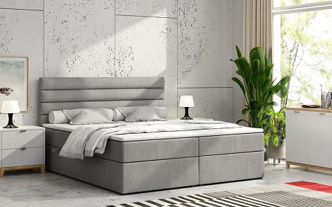 MONTEROSA čalouněná postel 180 + topper, výška lehu 60 cm, krémová