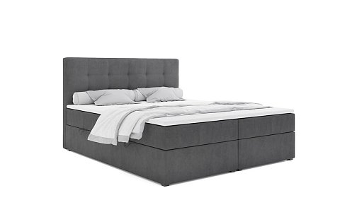 ALOE KLASIK čalouněná postel 180 + topper, výška lehu 54 cm, šedá