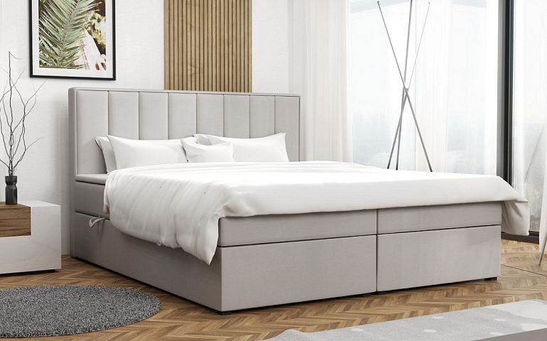 MELVA KLASIK čalouněná postel 180 + topper, výška lehu 54 cm, krémová